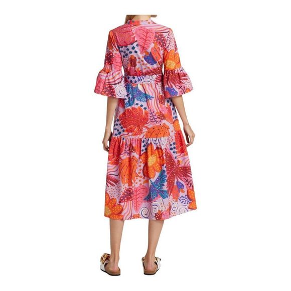 Farm Rio Botanical Print Belted Midi Dress Size Medium NWT - Picture 5 of 9